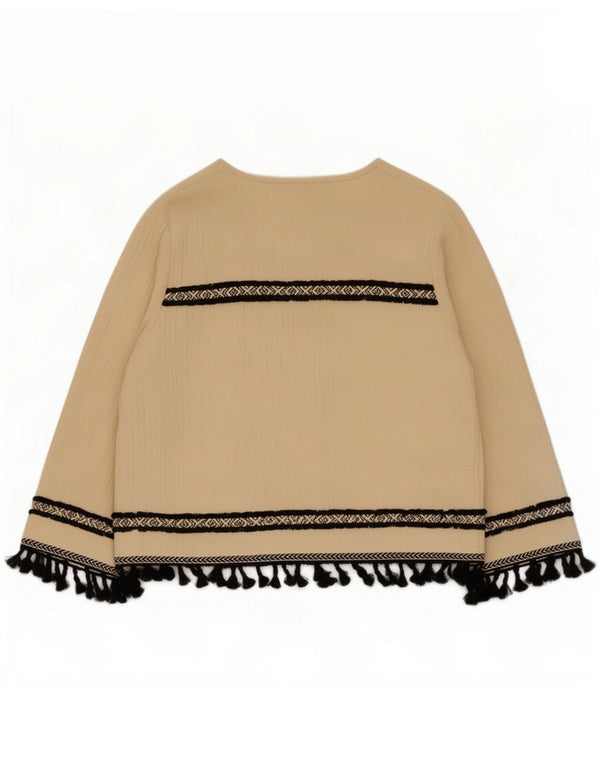 Zara Cardigan da donna oversize con maniche a 3/4 UK 10 Small Beige Colourblock