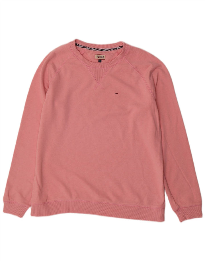 Tommy Hilfiger Donna Felpa Oversize Maglione UK 10 Piccolo Cotone Rosa