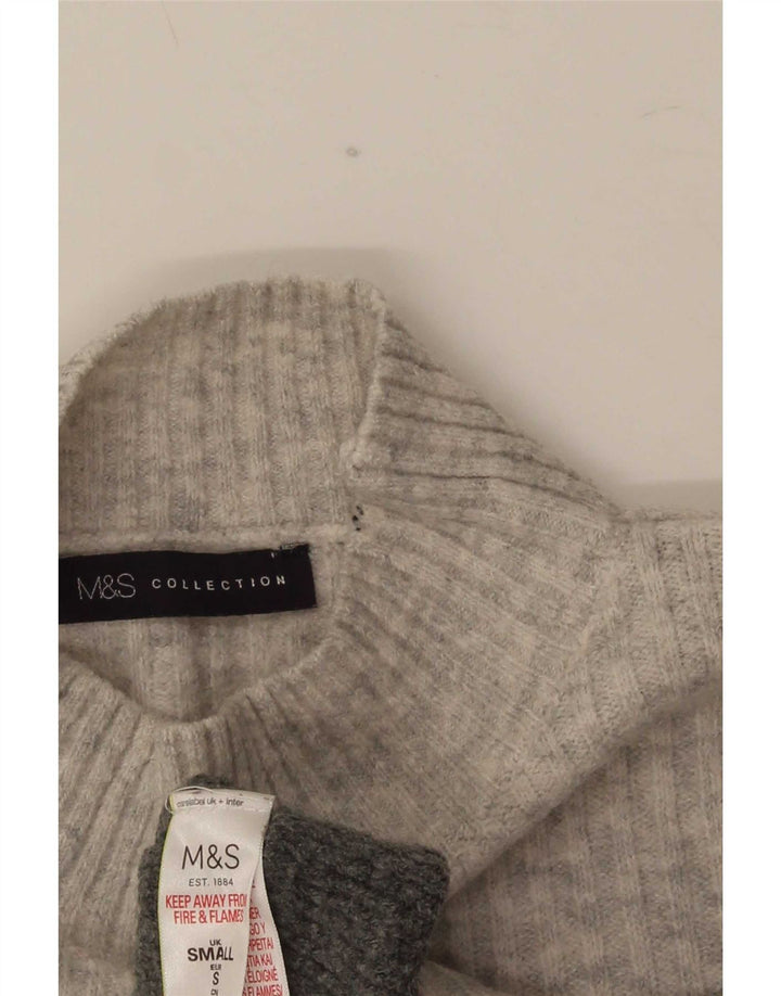 Maglione maglione a collo alto da donna Marks & Spencer UK 10 piccolo grigio