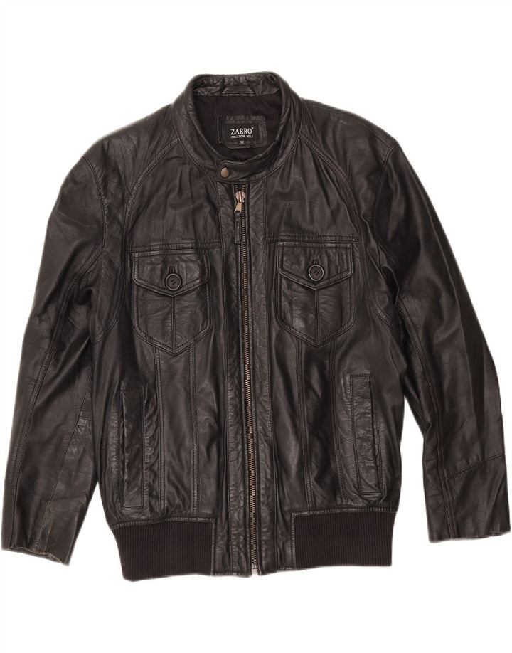 ZARRO Womens Leather Jacket IT 52 2XL Black Leather Vintage Zarro and Second-Hand Zarro from Messina Hembry 