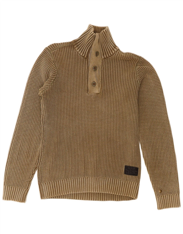 Maglione da uomo G-Star con collo a bottoni, grande cotone kaki