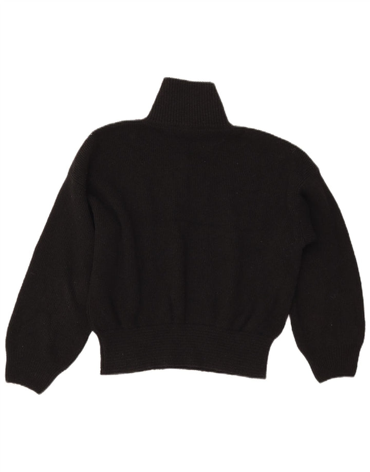 Maglione ZARA da donna con collo e zip UK 14 poliestere nero medio