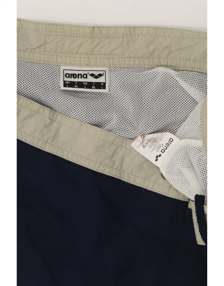 Pantaloncini da bagno da uomo Arena grandi in poliestere color block blu navy