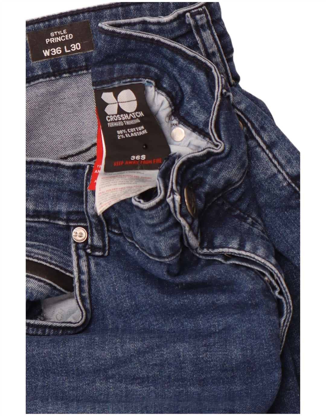 CROSSHATCH Jeans dritti da donna con principetto W36 L30 cotone blu