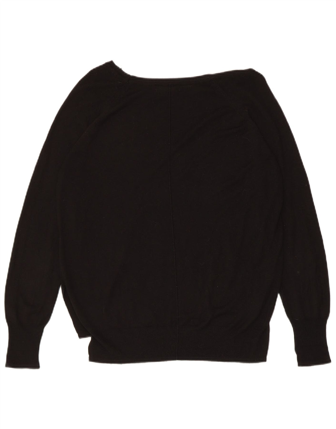 ZARA Maglione da Donna con Scollo a Barca UK 14 Large Nero Sintetico