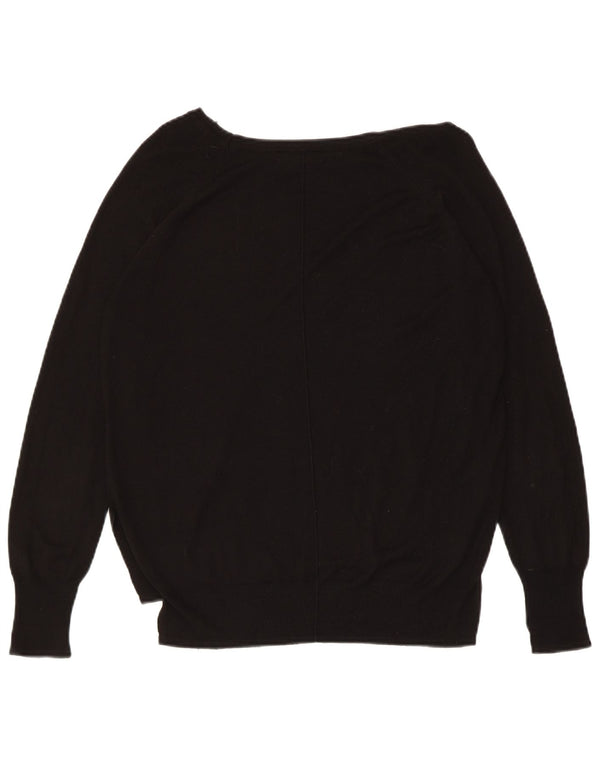 ZARA Maglione da Donna con Scollo a Barca UK 14 Large Nero Sintetico