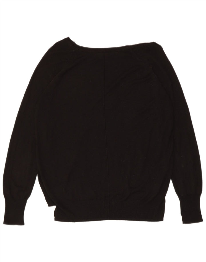 ZARA Maglione da Donna con Scollo a Barca UK 14 Large Nero Sintetico