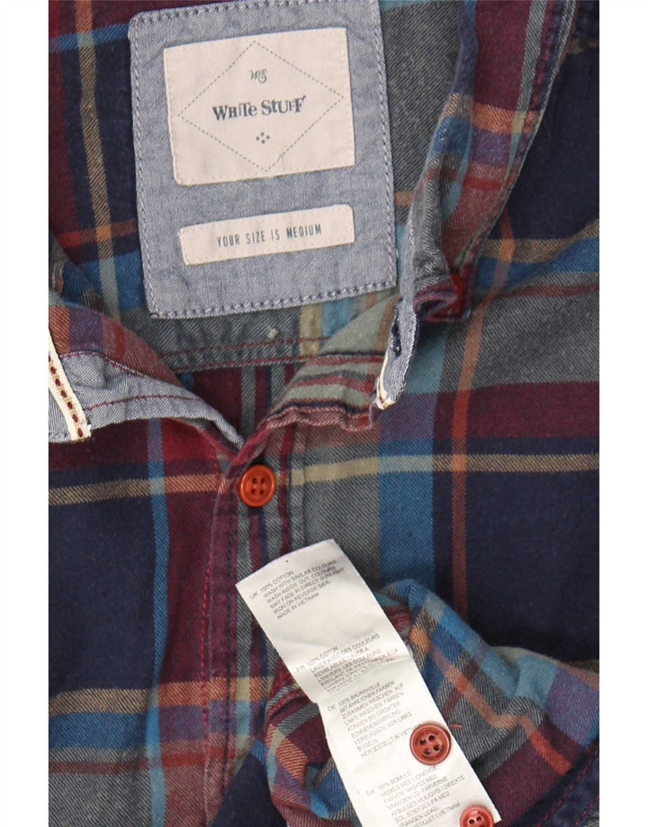 Camicia da uomo in flanella di White Stuff in cotone scozzese medio blu navy