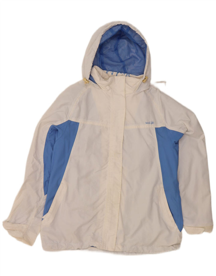 Giacca antipioggia con cappuccio da donna Weird Fish UK 14 Large nylon color block bianco