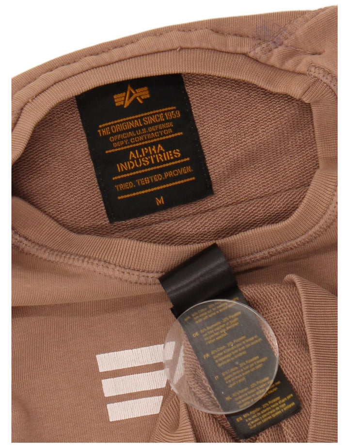 ALPHA INDUSTRIES Felpa con grafica da donna Maglione UK 14 Marrone medio