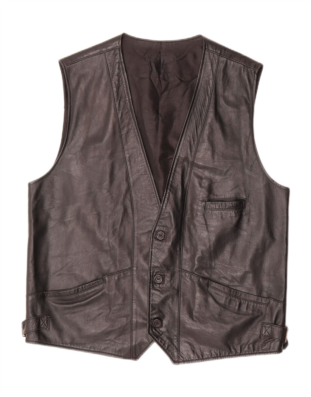 Gilet in pelle da uomo VINTAGE UK 40 grande in pelle nera
