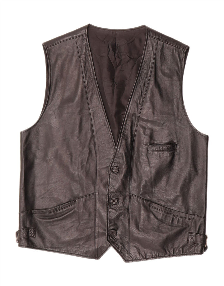 Gilet in pelle da uomo VINTAGE UK 40 grande in pelle nera
