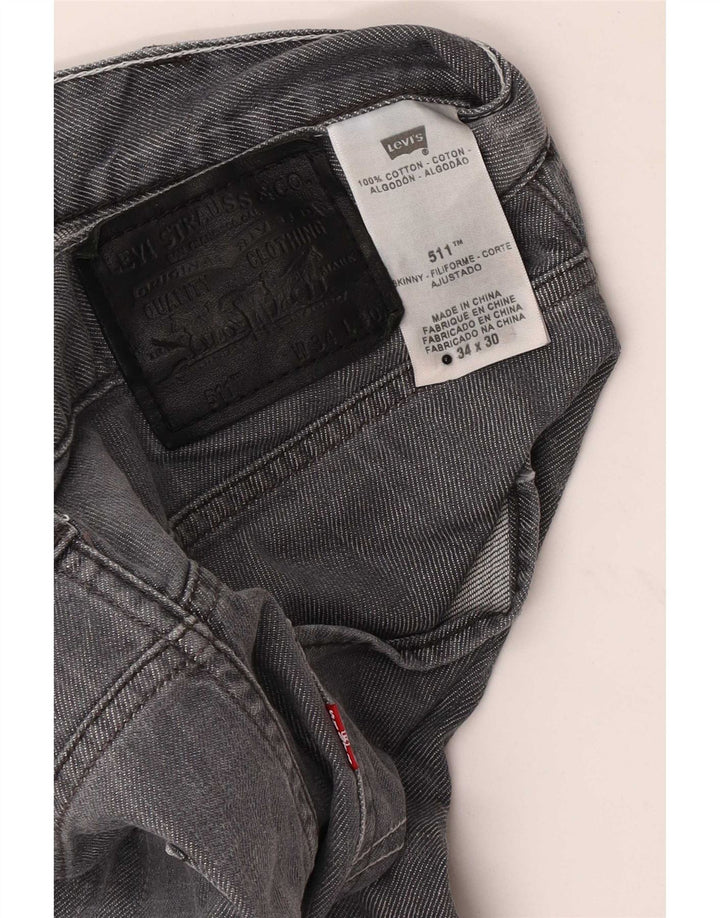 Levi's Uomo 511 Slim Jeans W34 L30 Cotone Grigio