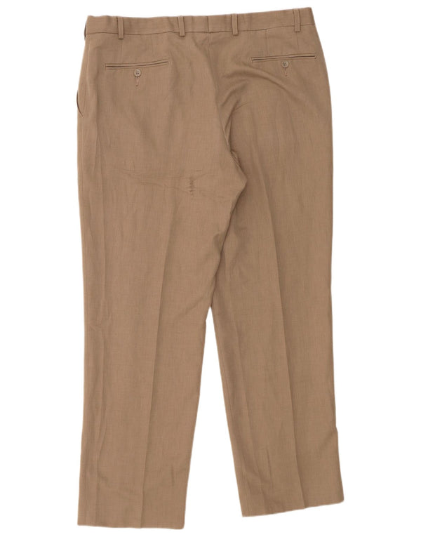 Pantaloni da abito dritti da uomo Marks & Spencer W38 L31 Poliestere beige