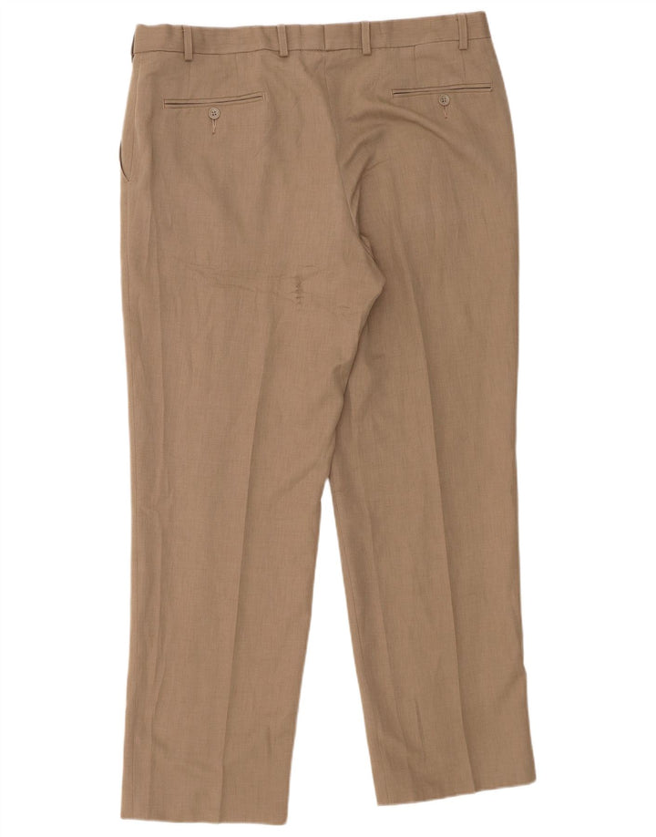 Pantaloni da abito dritti da uomo Marks & Spencer W38 L31 Poliestere beige