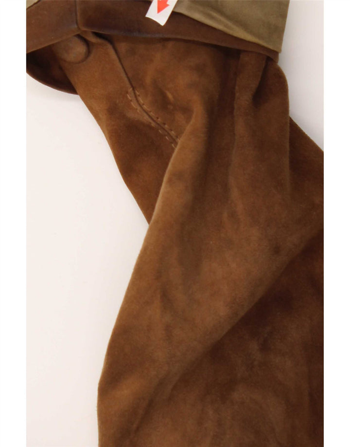Giacca blazer vintage da uomo in pelle scamosciata a 3 bottoni UK 40 grande in pelle marrone
