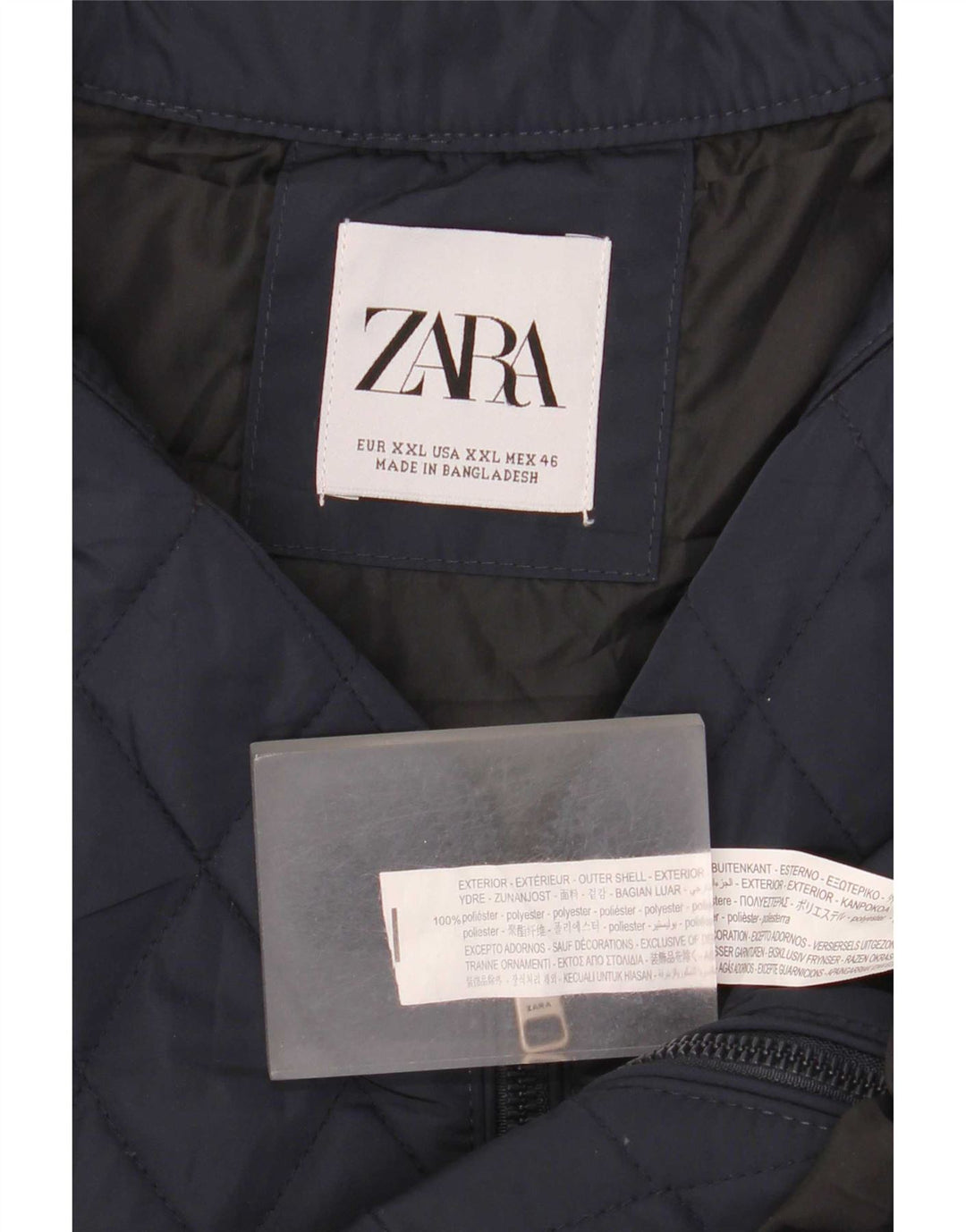 Gilet trapuntato da uomo Zara UK 44 2XL poliestere blu navy
