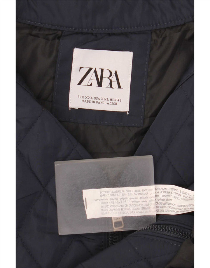 Gilet trapuntato da uomo Zara UK 44 2XL poliestere blu navy