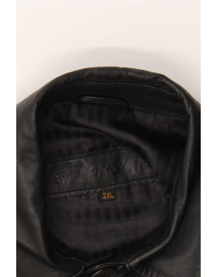 Giacca in pelle vintage da uomo UK 44 2XL Pelle nera