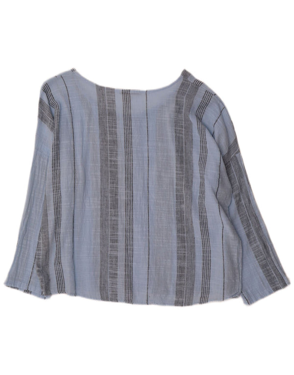 PIAZZA ITALIA Camicia a maniche lunghe da donna Camicetta UK 16 Large Blue Striped