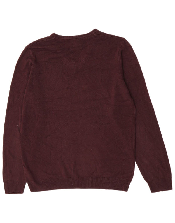 Maglione da uomo con scollo a V Marks & Spencer grande in acrilico bordeaux