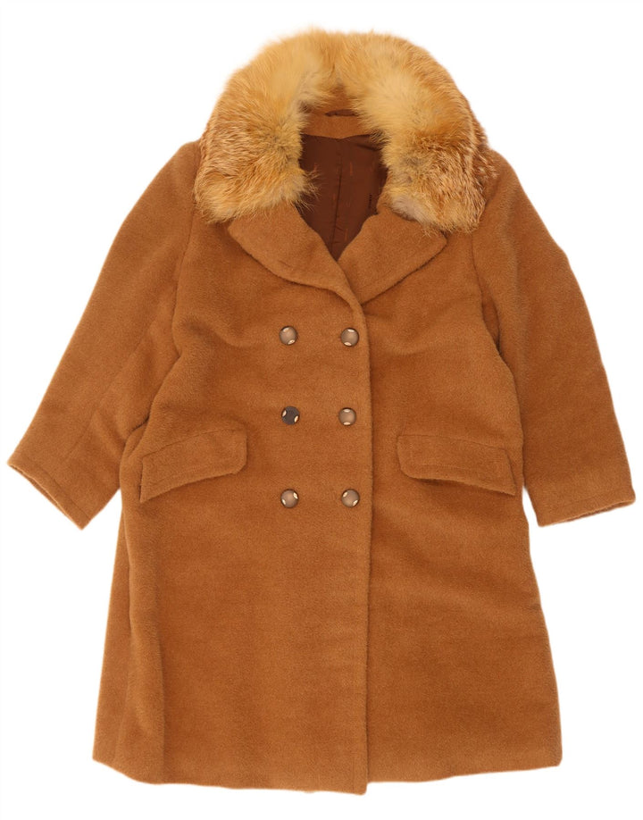 Cappotto doppiopetto vintage da donna UK 16 grande beige