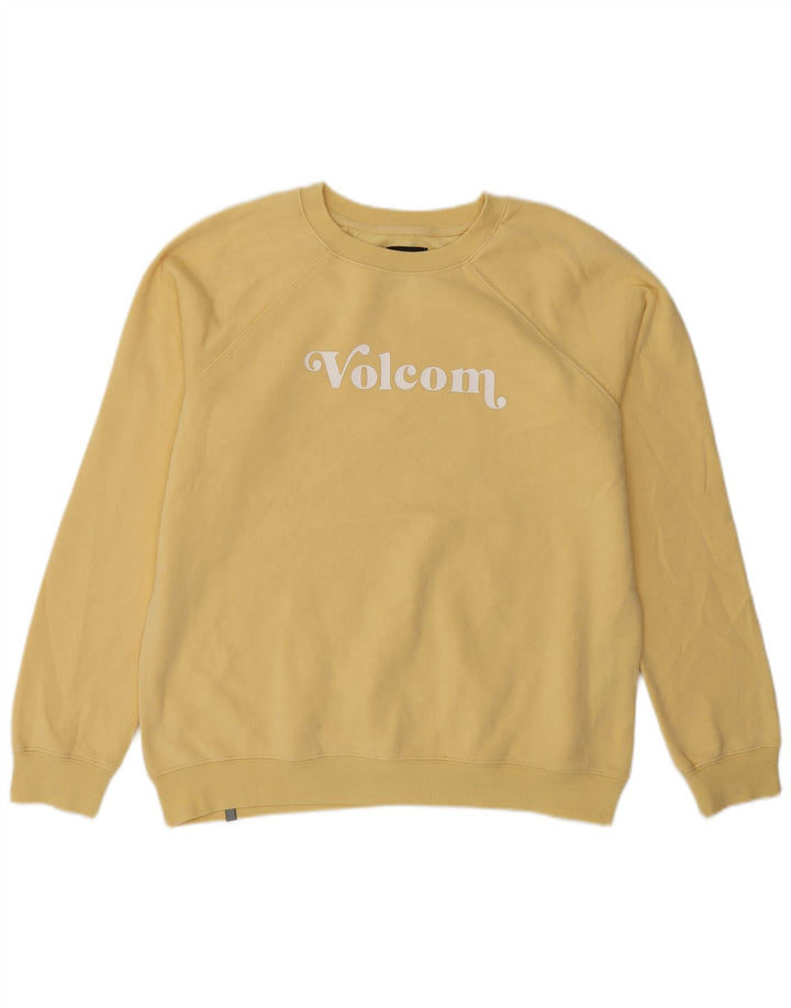 Felpa con grafica da donna VOLCOM Maglione UK 14 Cotone giallo medio