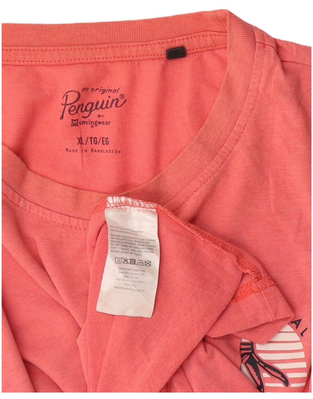 T-shirt grafica da uomo Penguin Top XL in cotone rosa