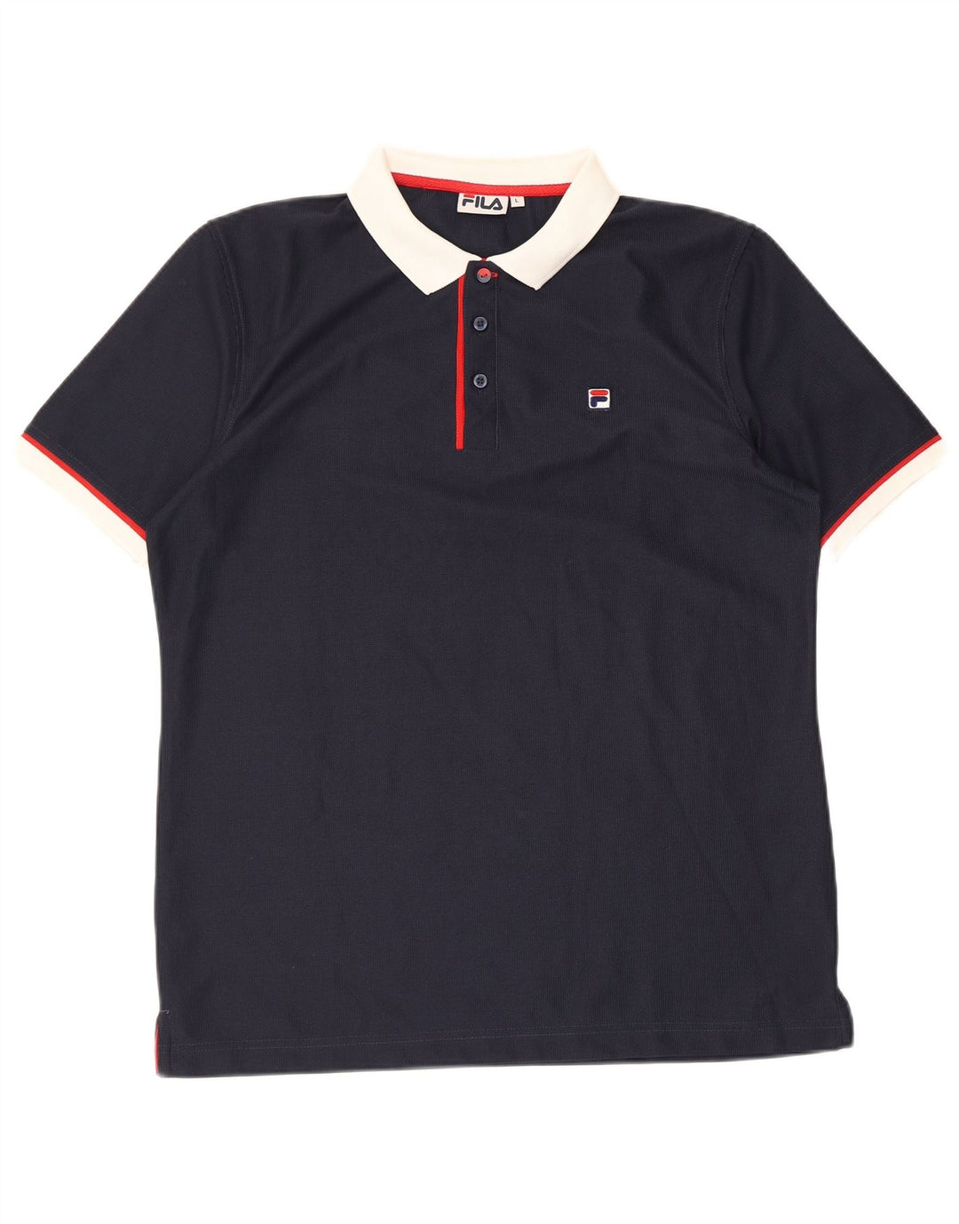 Polo da uomo Fila Large in poliestere color block blu navy