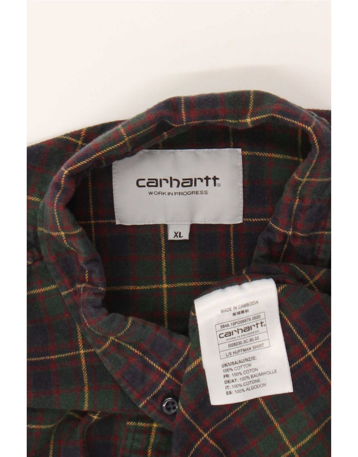 Camicia da uomo in flanella Carhartt XL in cotone a quadri verdi