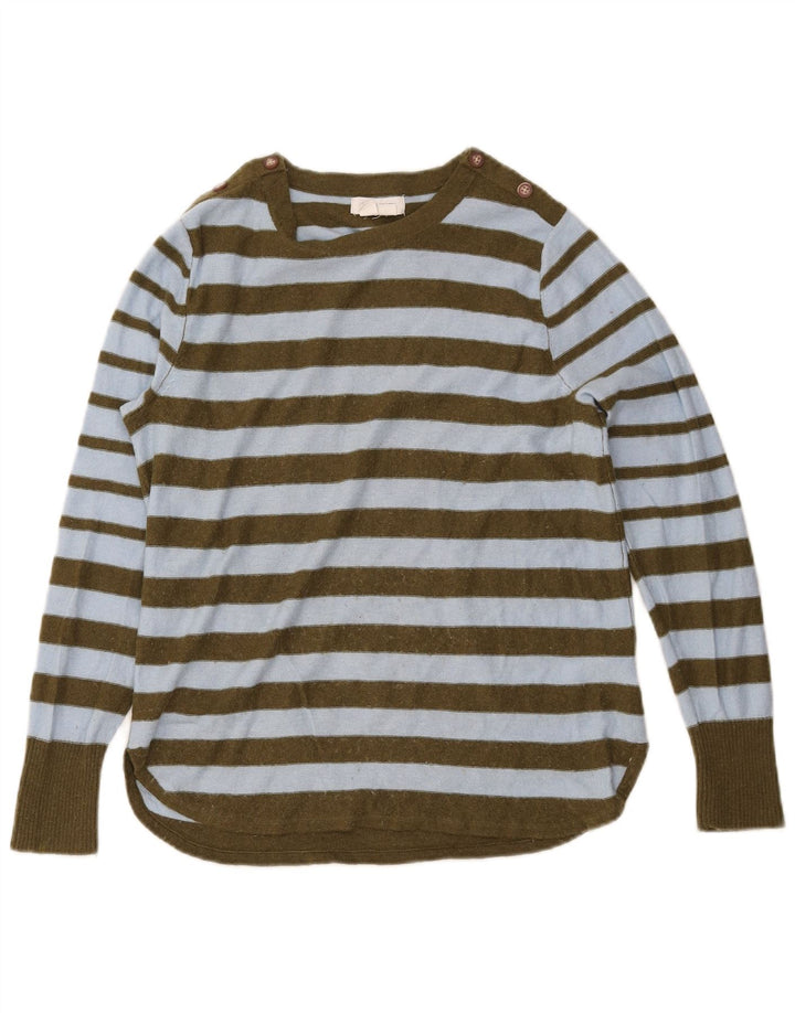 Maglione maglione con scollo a barca da donna di White Stuff UK 12 a righe kaki medie