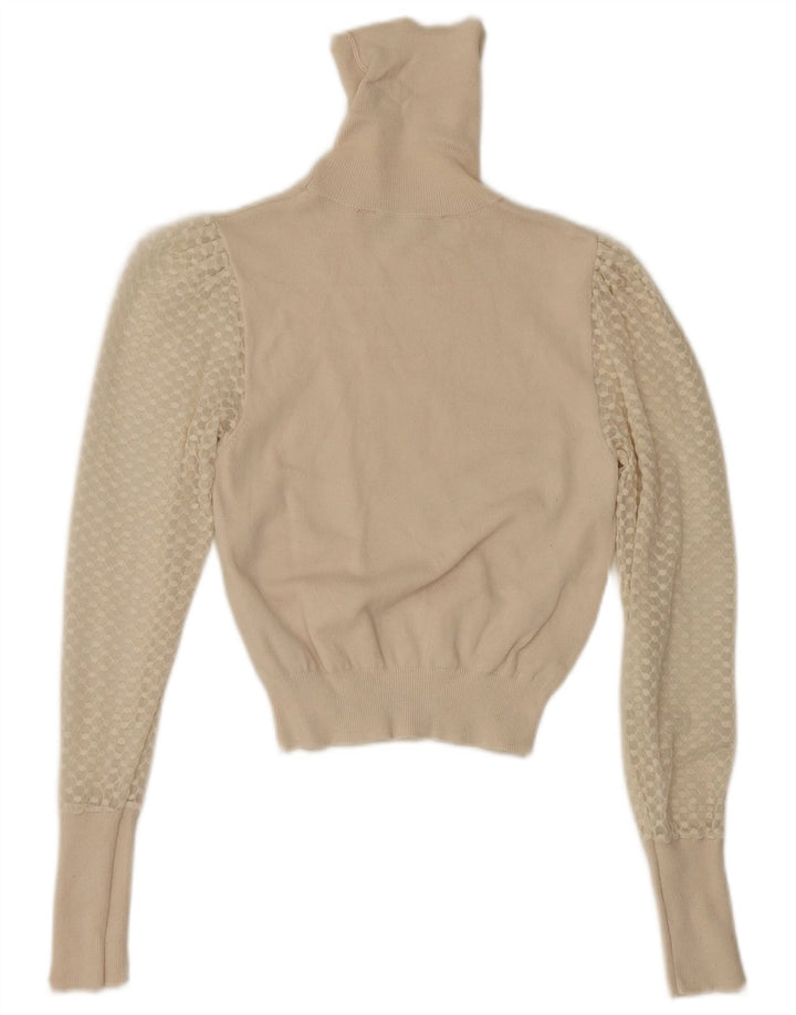 Maglione corto da donna Zara con collo alto UK 8 piccolo in viscosa bianca