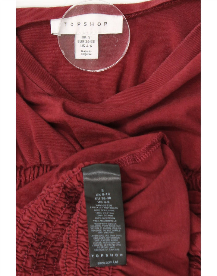 TOPSHOP Camicetta corta da donna Top UK 10 piccolo cotone bordeaux
