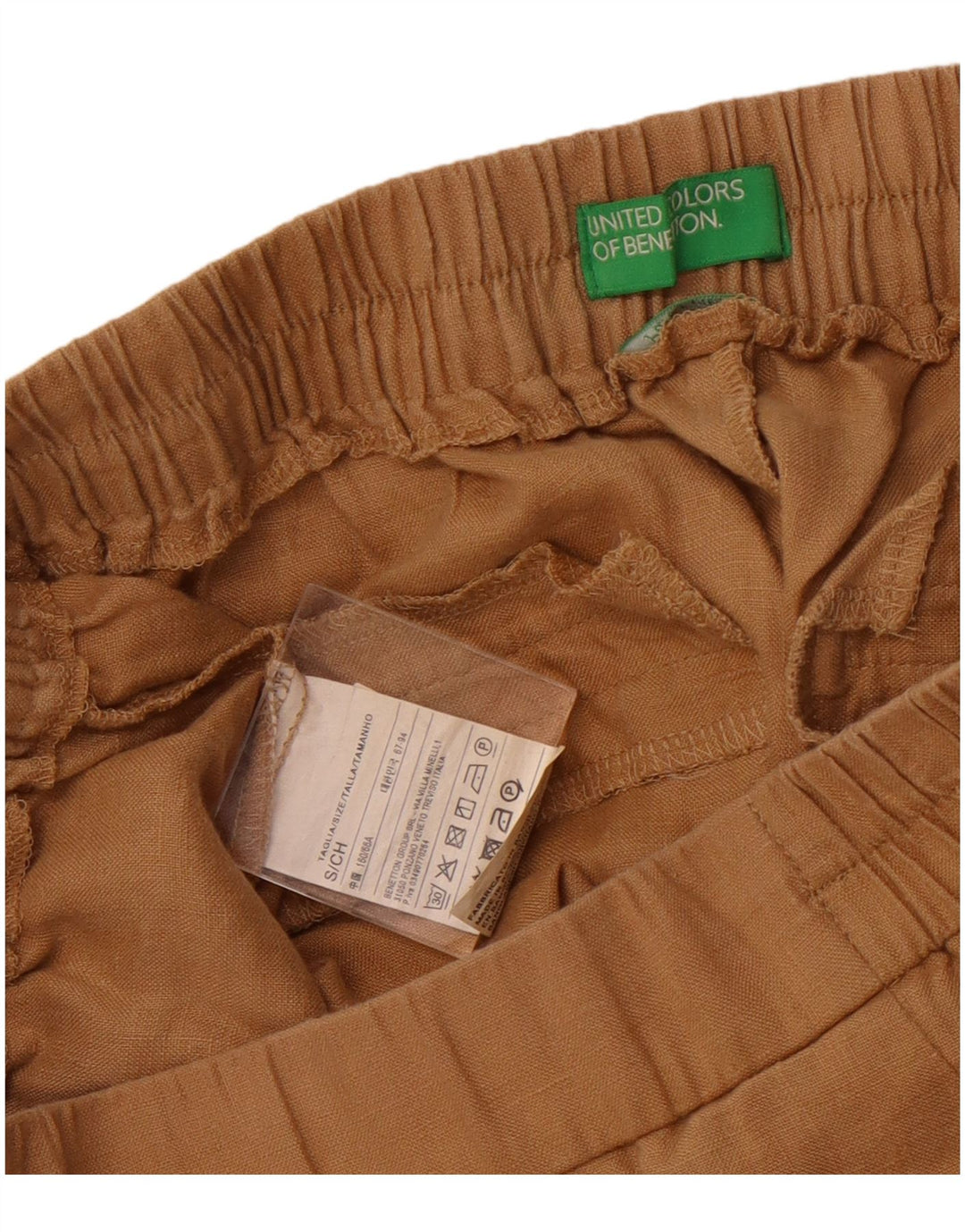 Pantaloni casual affusolati da donna Benetton piccoli W26 L25 lino beige