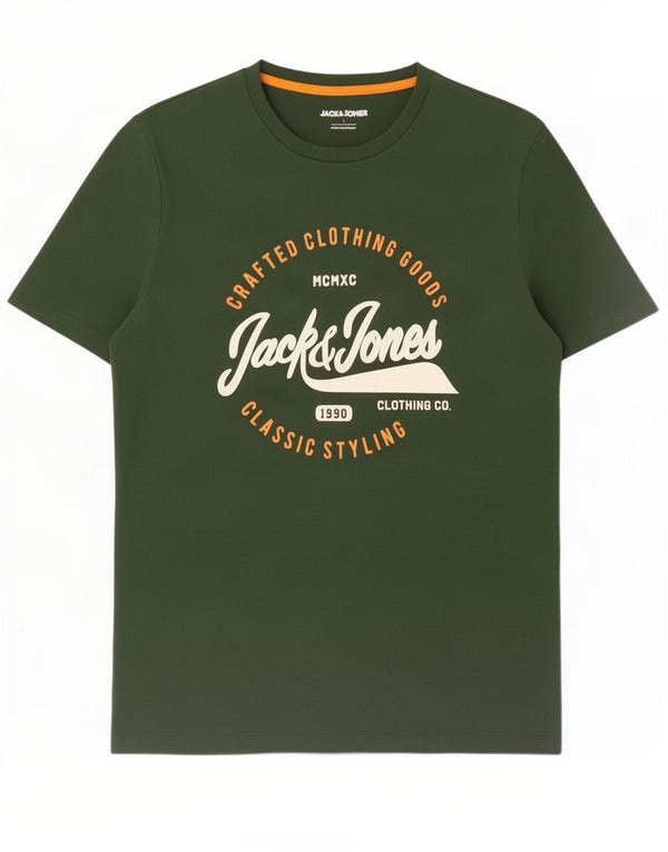 Jack & Jones T-shirt grafica da uomo grande in cotone verde
