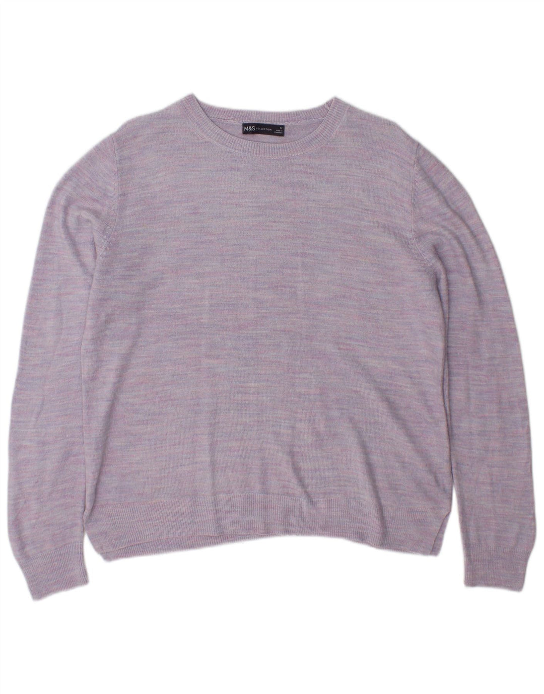 Maglione maglione girocollo da donna Marks & Spencer UK 12 medio viola screziato