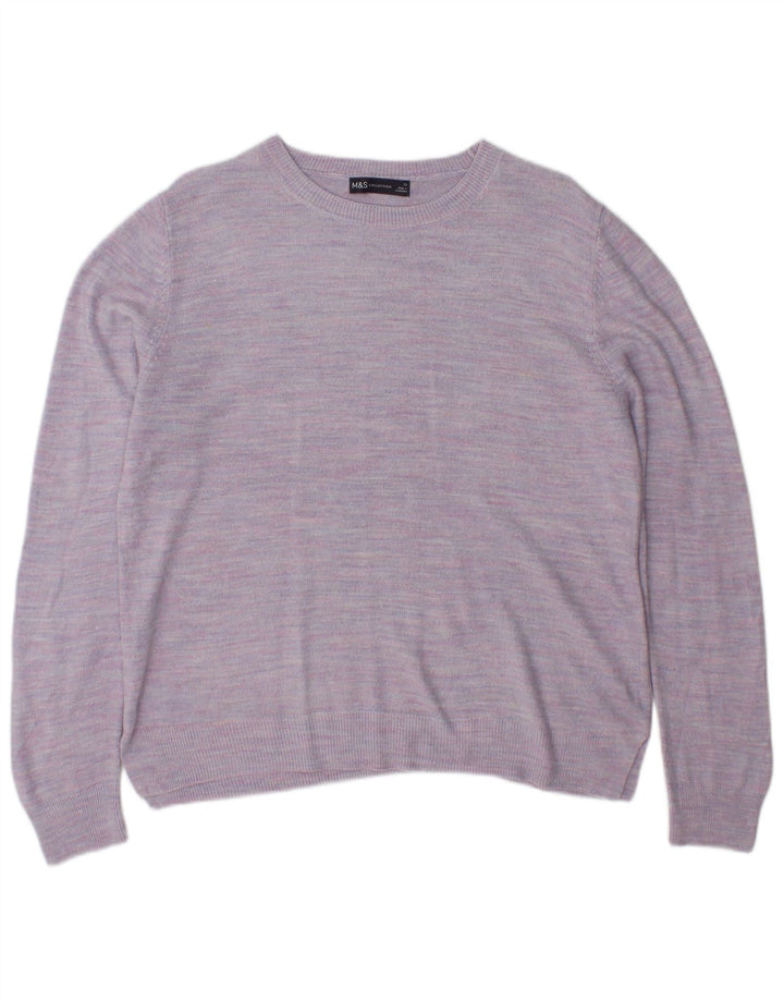 Maglione maglione girocollo da donna Marks & Spencer UK 12 medio viola screziato