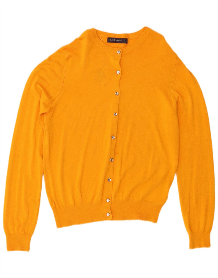 Maglione cardigan vestibilità regolare da donna Marks & Spencer UK 12 giallo medio