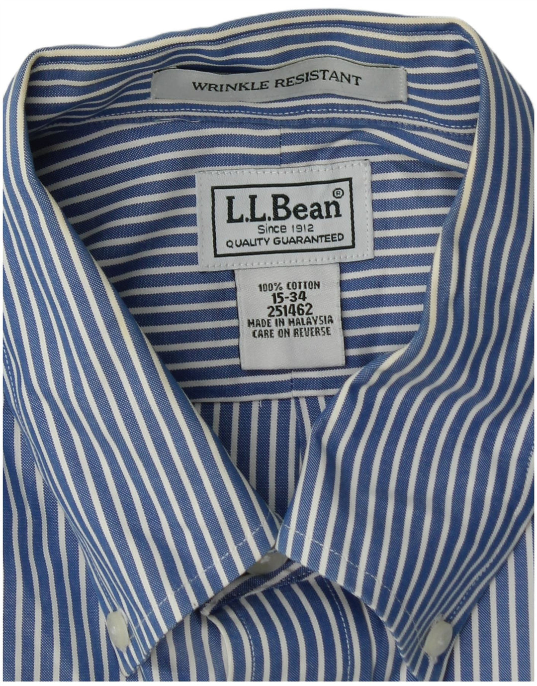 Camicia da uomo L.L.Bean taglia 15 cotone a righe blu medio