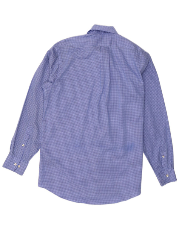 Camicia da uomo Chaps taglia 15 1/2 cotone a quadri blu medio