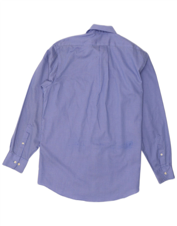 Camicia da uomo Chaps taglia 15 1/2 cotone a quadri blu medio