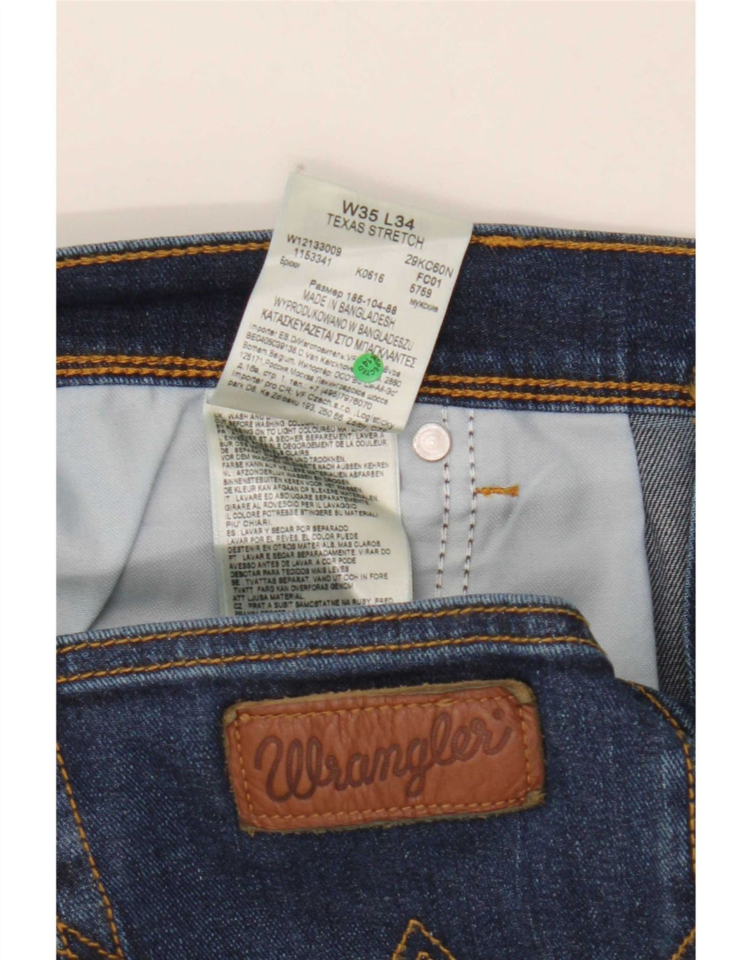 Jeans dritti elasticizzati Texas da uomo Wrangler W35 L34 cotone blu