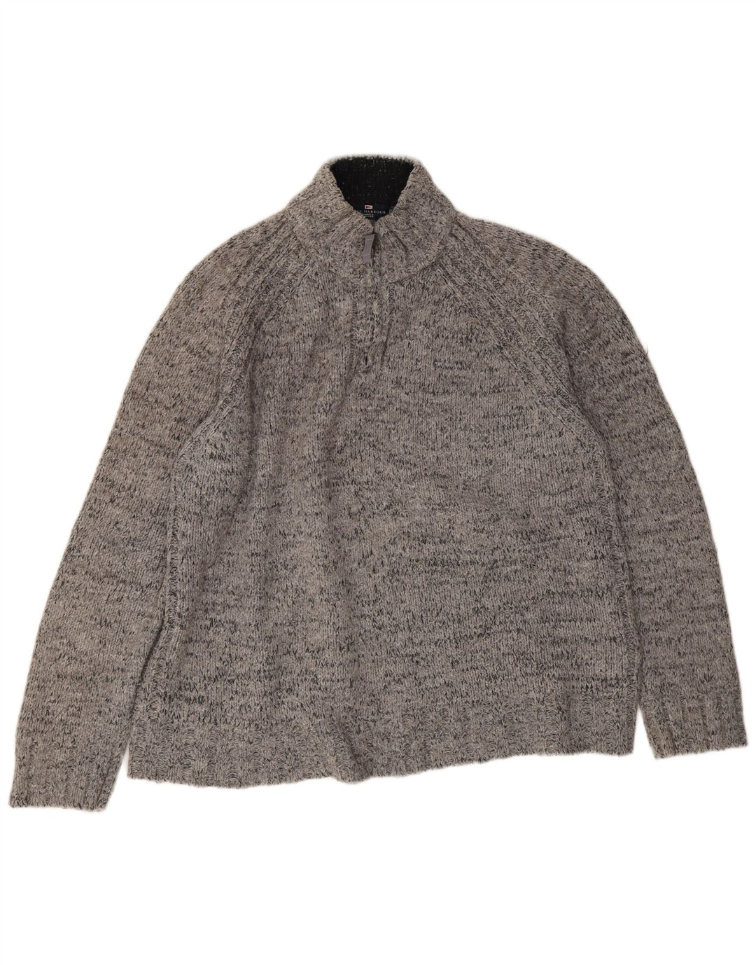 Maglione da uomo Marks & Spencer con collo con zip blu Harbour XL grigio chiazzato