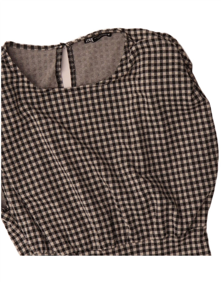 Abito a trapezio senza maniche da donna Zara UK 14 cotone a quadretti nero medio