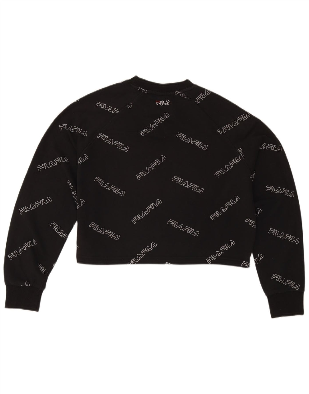 Felpa corta da donna con grafica oversize Fila, taglia UK 10, piccola, nera
