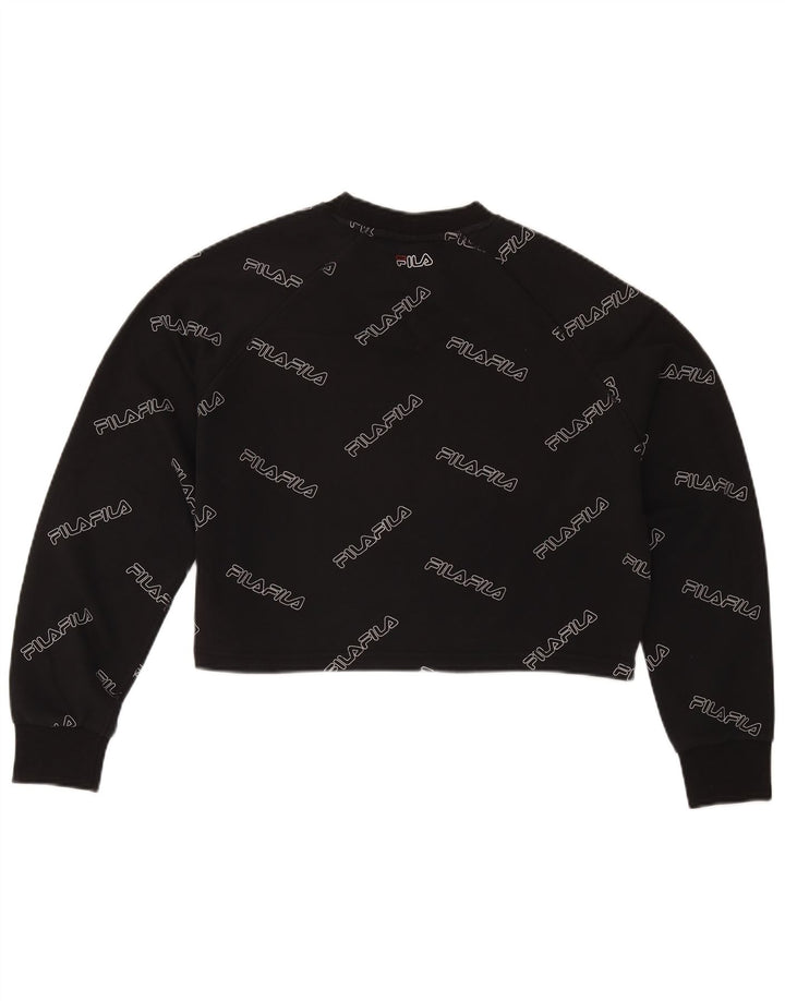 Felpa corta da donna con grafica oversize Fila, taglia UK 10, piccola, nera