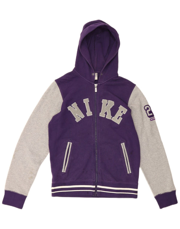 Felpa con cappuccio e zip grafica Nike da uomo, piccola, in cotone color block viola