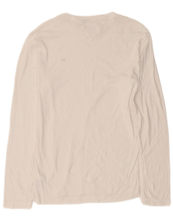 Tommy Hilfiger Uomo Top Manica Lunga Grande Cotone Bianco