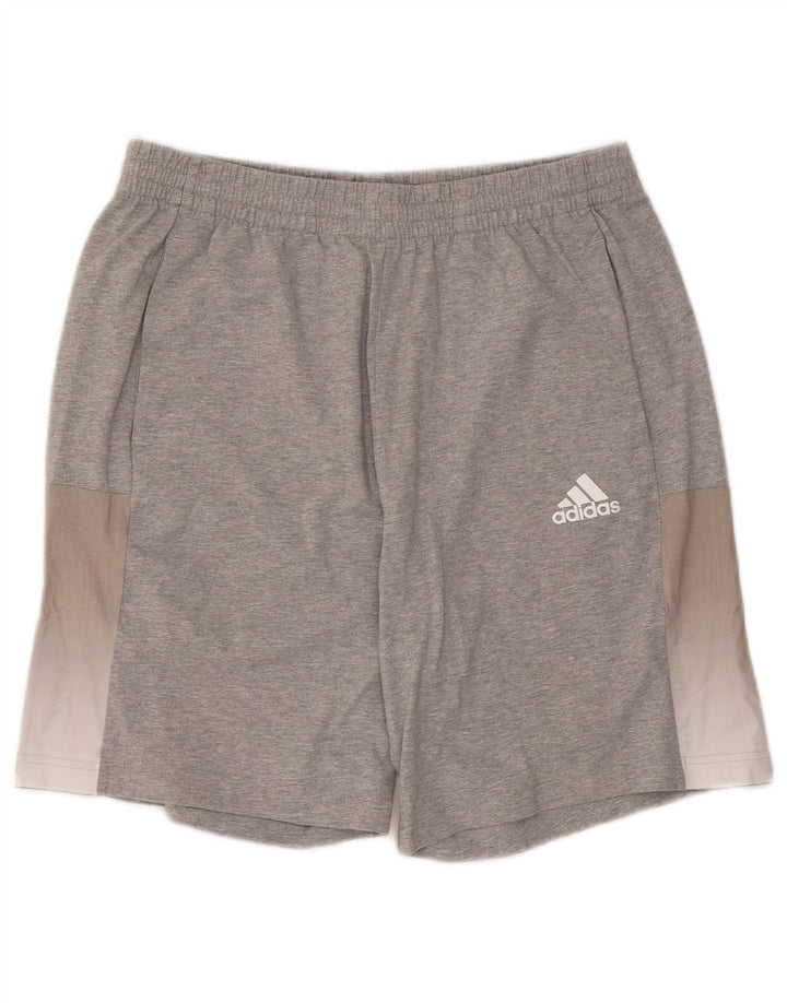 Pantaloncini sportivi da uomo Adidas Large in cotone color block grigio