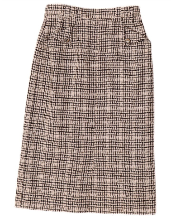 Gonna a tubino vintage da donna IT 36 XS W26 in lana pied de poule grigia